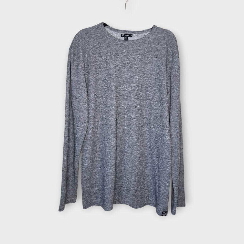 Aether Merino Wool Long Sleeve Pullover Top Heather Gray Men's XL